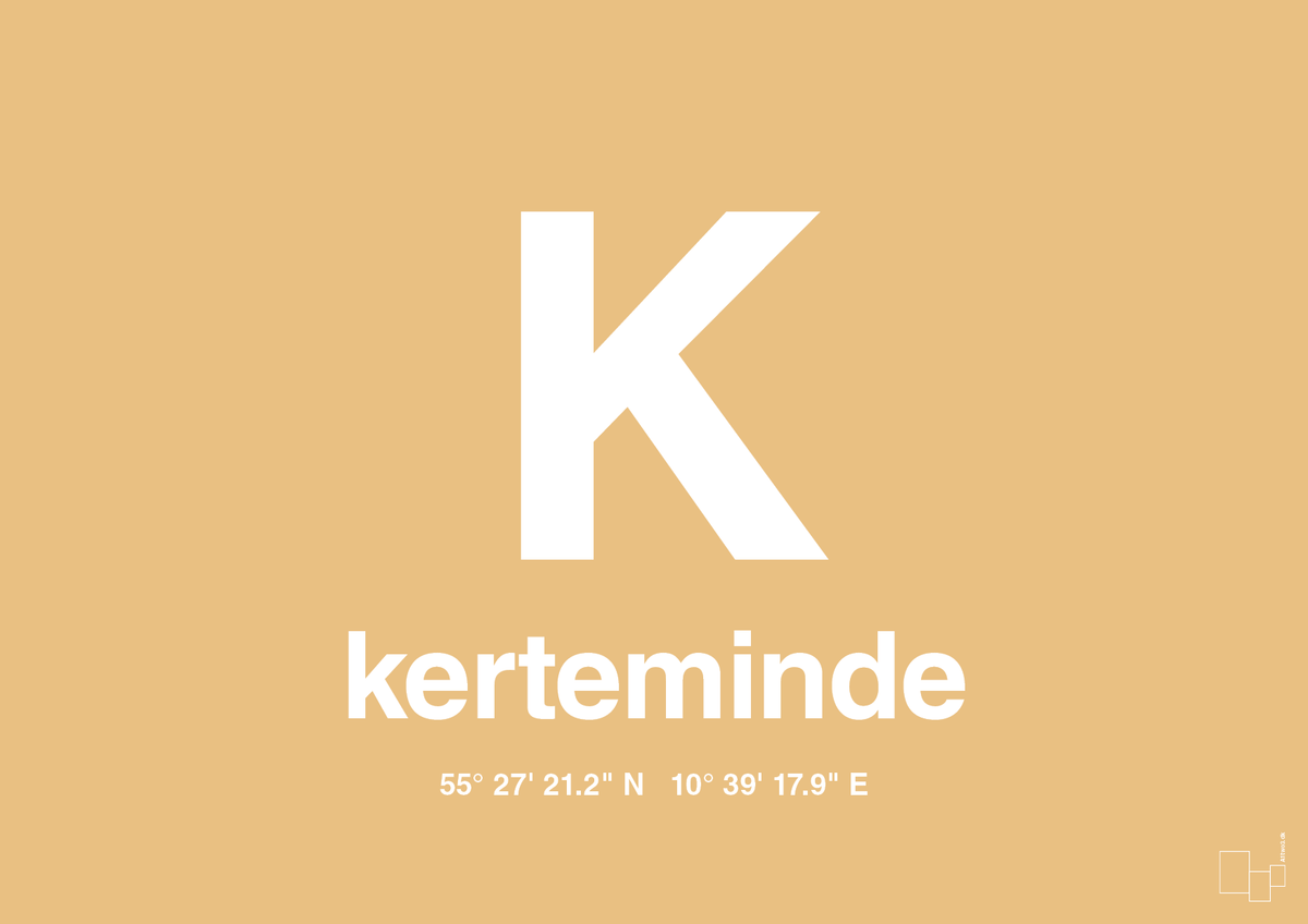 plakat: byplakat kerteminde med koordinater - charismatic-Byer-A1two3