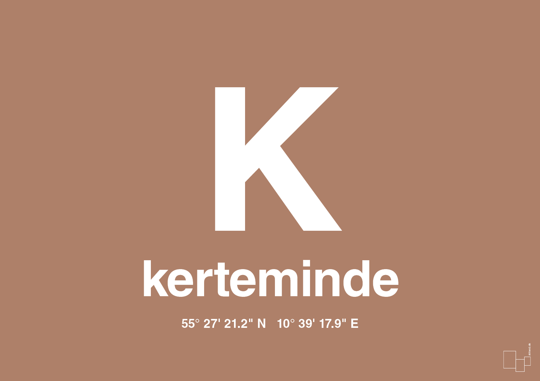 plakat: byplakat kerteminde med koordinater - cider spice-Byer-A1two3