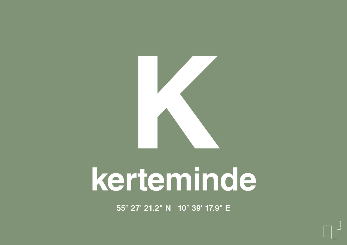 plakat: byplakat kerteminde med koordinater - jade-Byer-A1two3