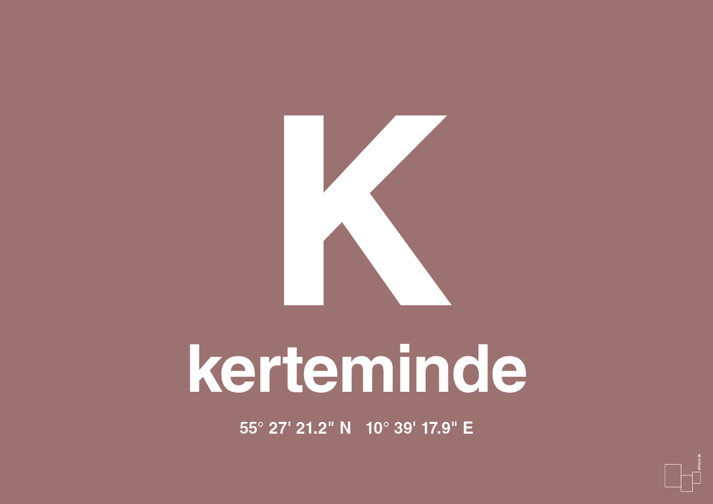 plakat: byplakat kerteminde med koordinater - plum-Byer-A1two3