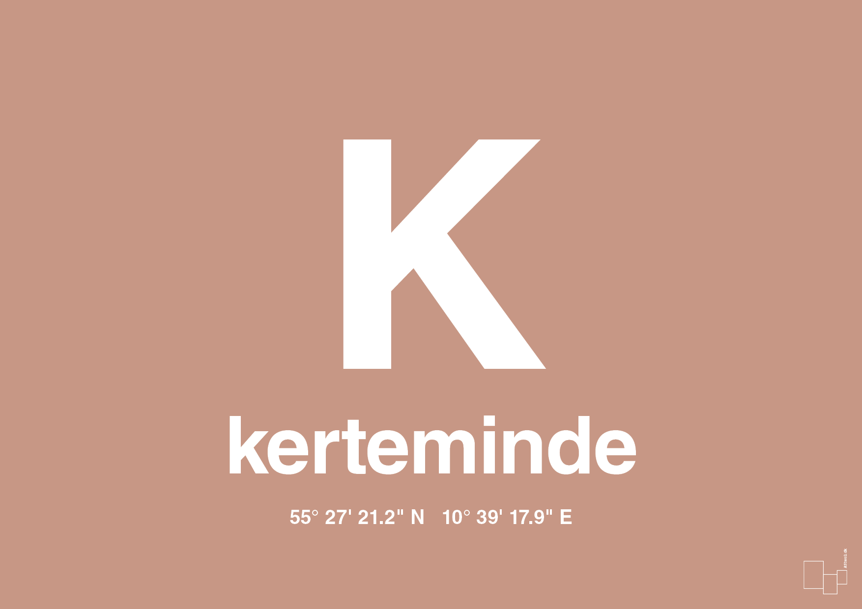 plakat: byplakat kerteminde med koordinater - powder-Byer-A1two3