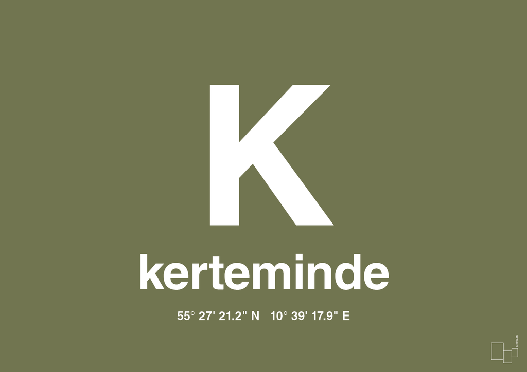 plakat: byplakat kerteminde med koordinater - secret meadow-Byer-A1two3