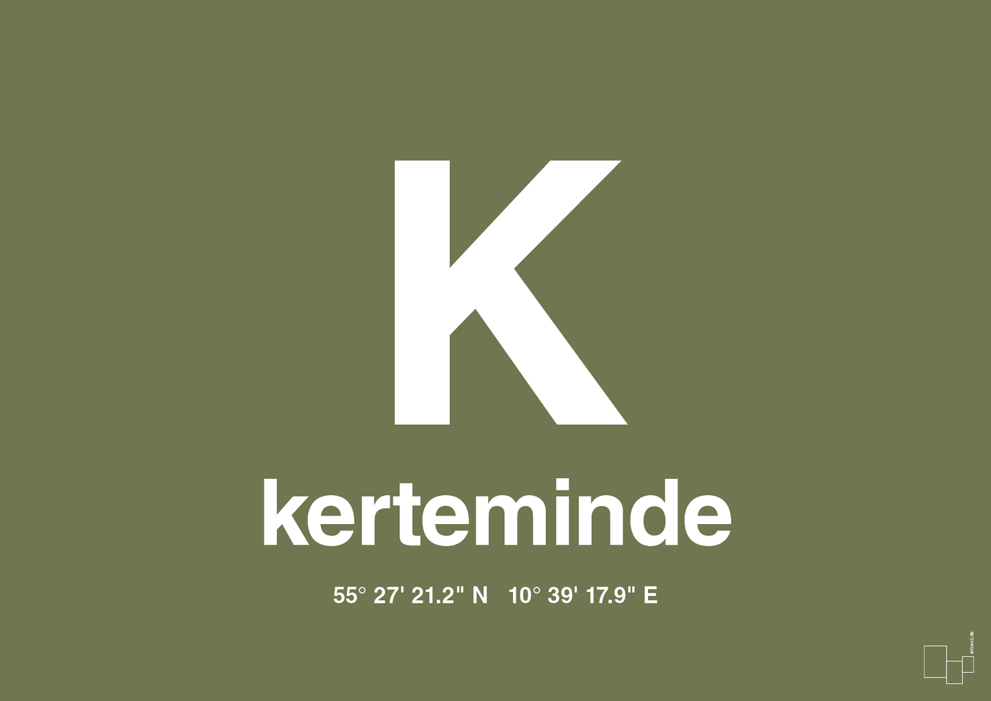 plakat: byplakat kerteminde med koordinater - secret meadow-Byer-A1two3
