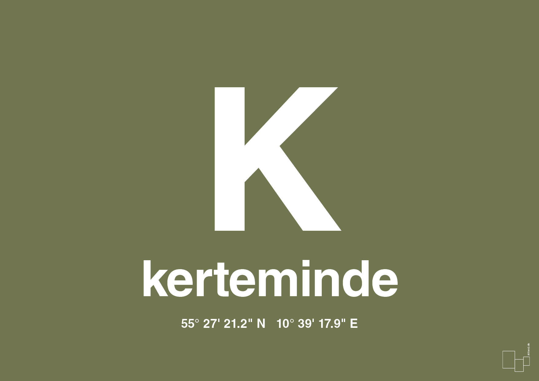 plakat: byplakat kerteminde med koordinater - secret meadow-Byer-A1two3