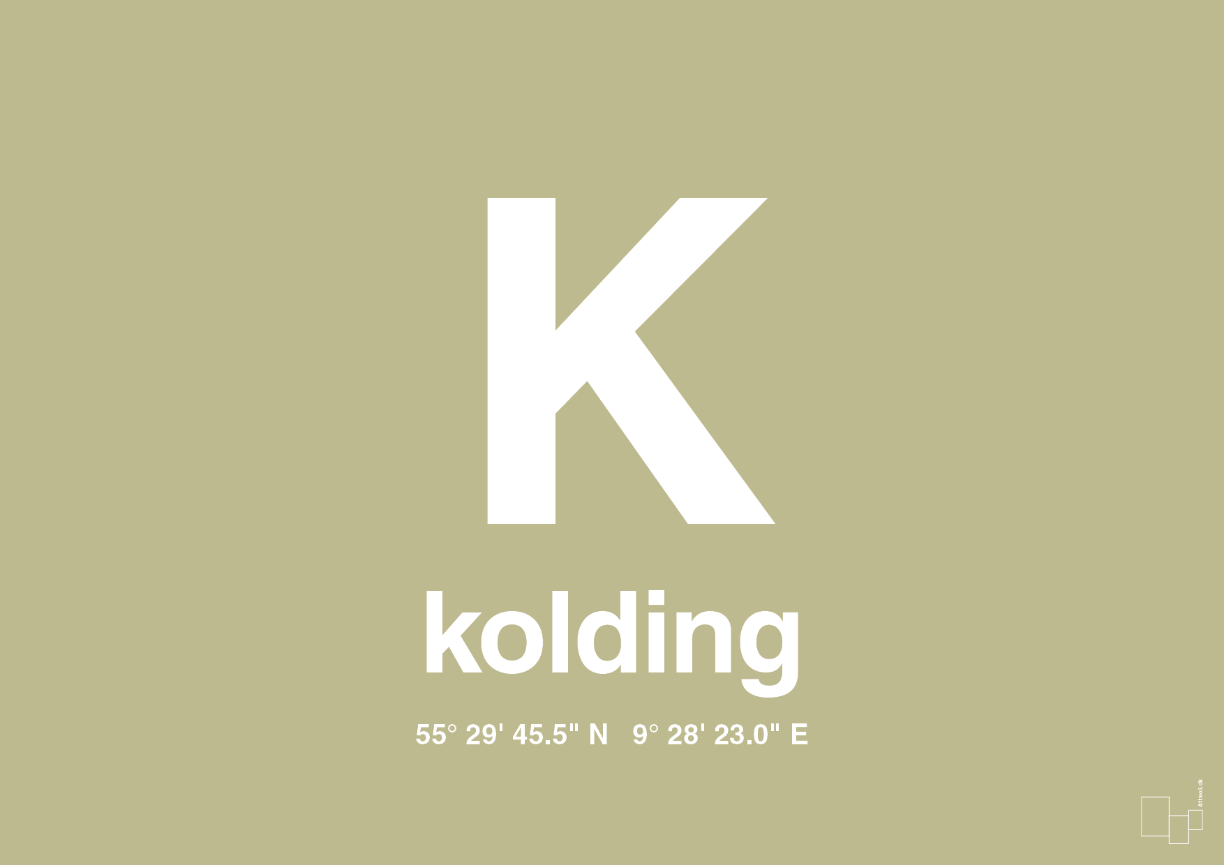 plakat: byplakat kolding med koordinater - back to nature-Byer-A1two3