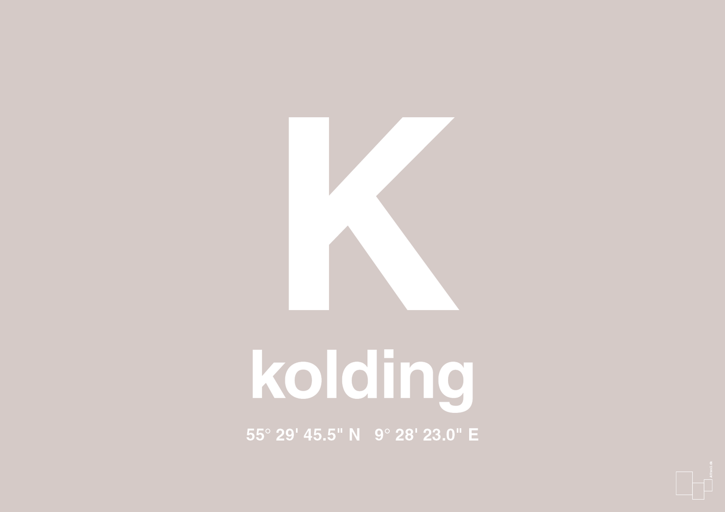 plakat: byplakat kolding med koordinater - broken beige-Byer-A1two3