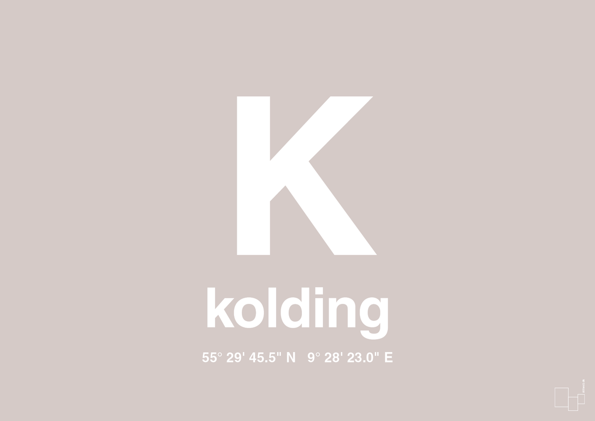 plakat: byplakat kolding med koordinater - broken beige-Byer-A1two3