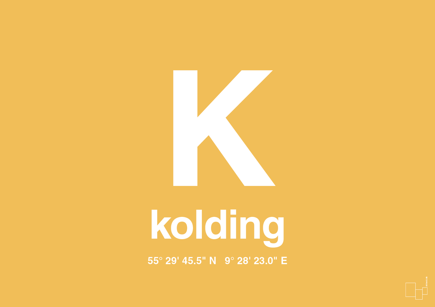 plakat: byplakat kolding med koordinater - honeycomb-Byer-A1two3
