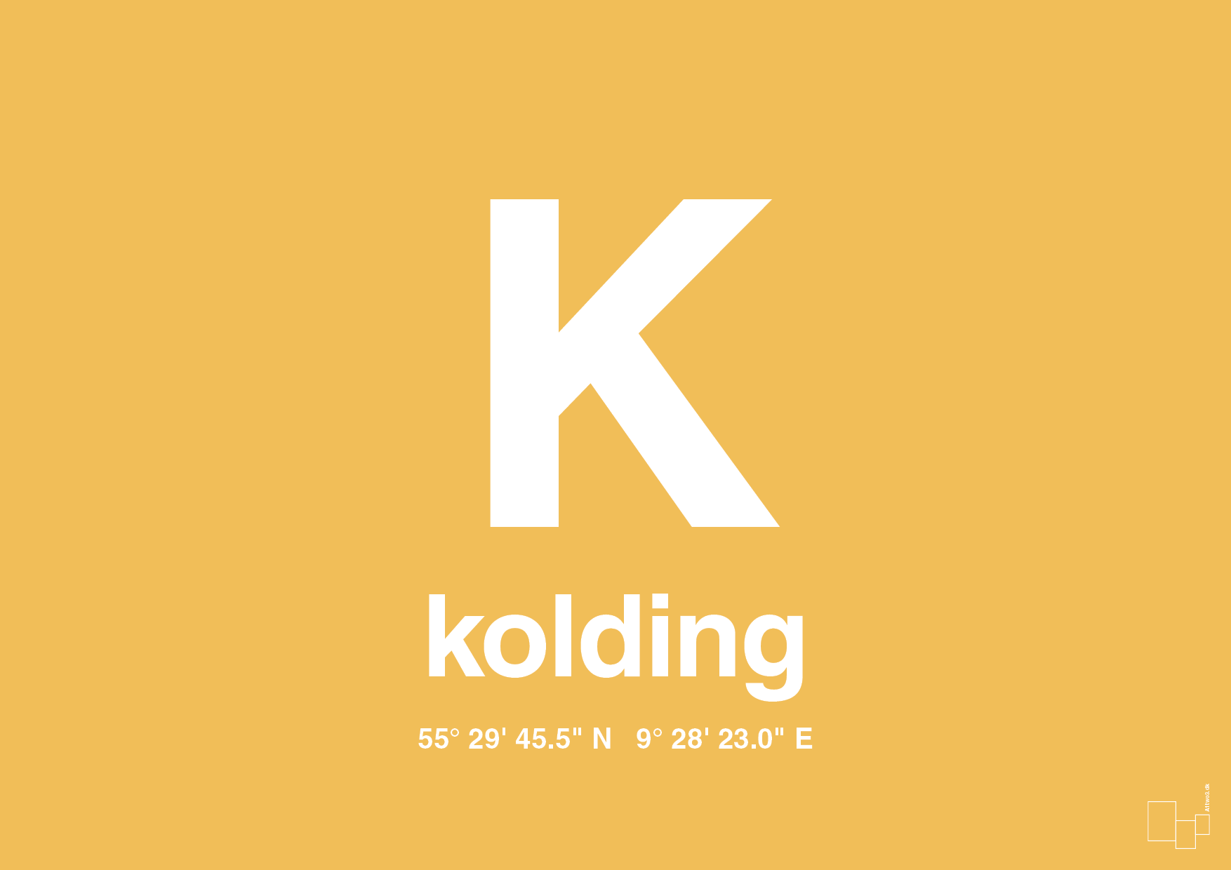plakat: byplakat kolding med koordinater - honeycomb-Byer-A1two3