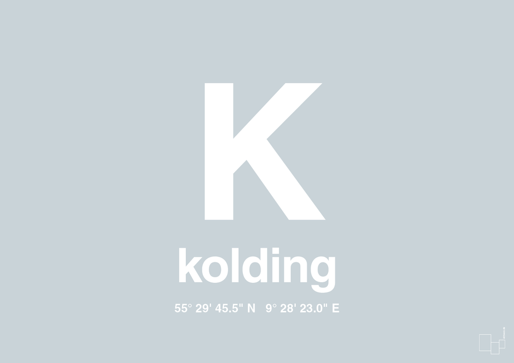 plakat: byplakat kolding med koordinater - light drizzle-Byer-A1two3