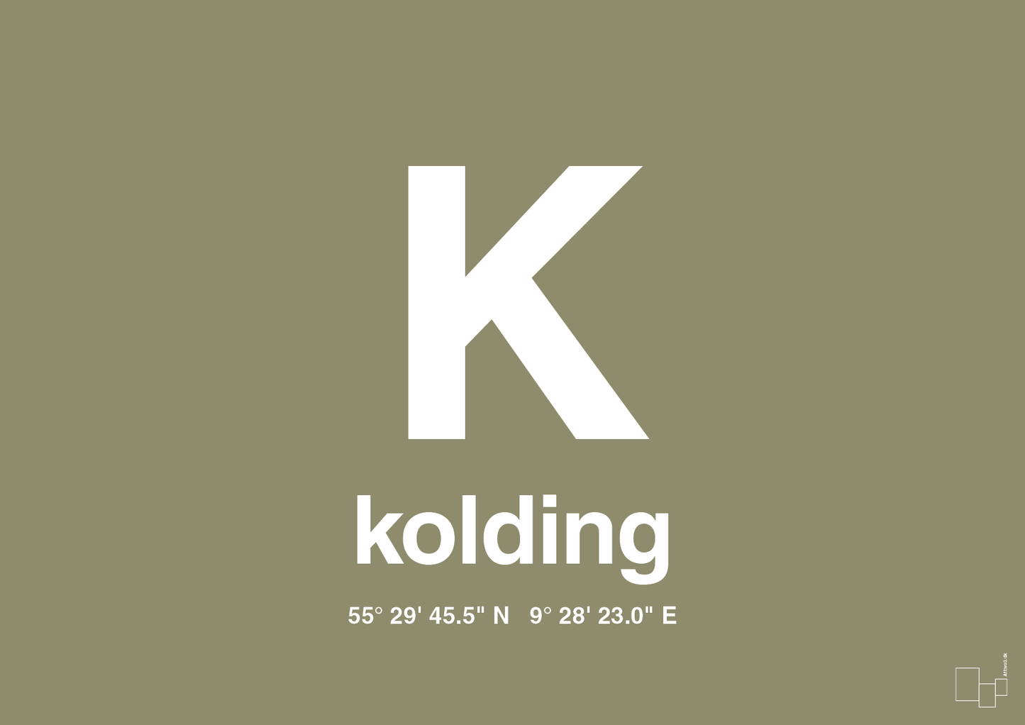 plakat: byplakat kolding med koordinater - misty forrest-Byer-A1two3