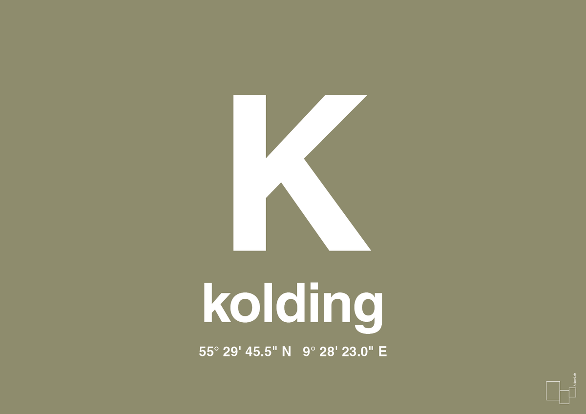 plakat: byplakat kolding med koordinater - misty forrest-Byer-A1two3