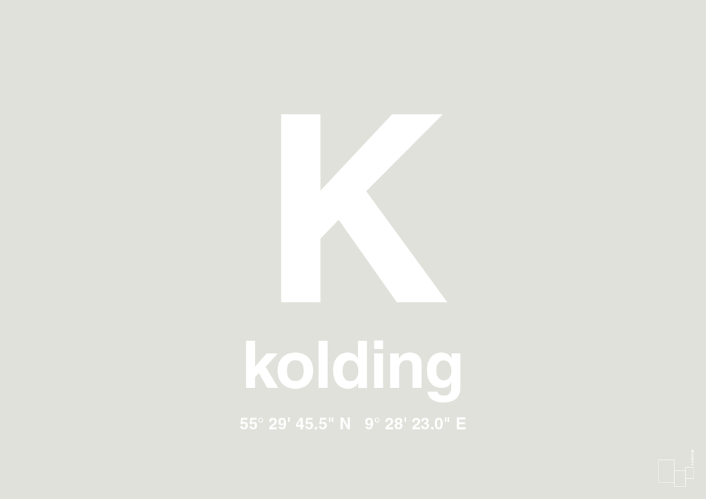 plakat: byplakat kolding med koordinater - painters white-Byer-A1two3