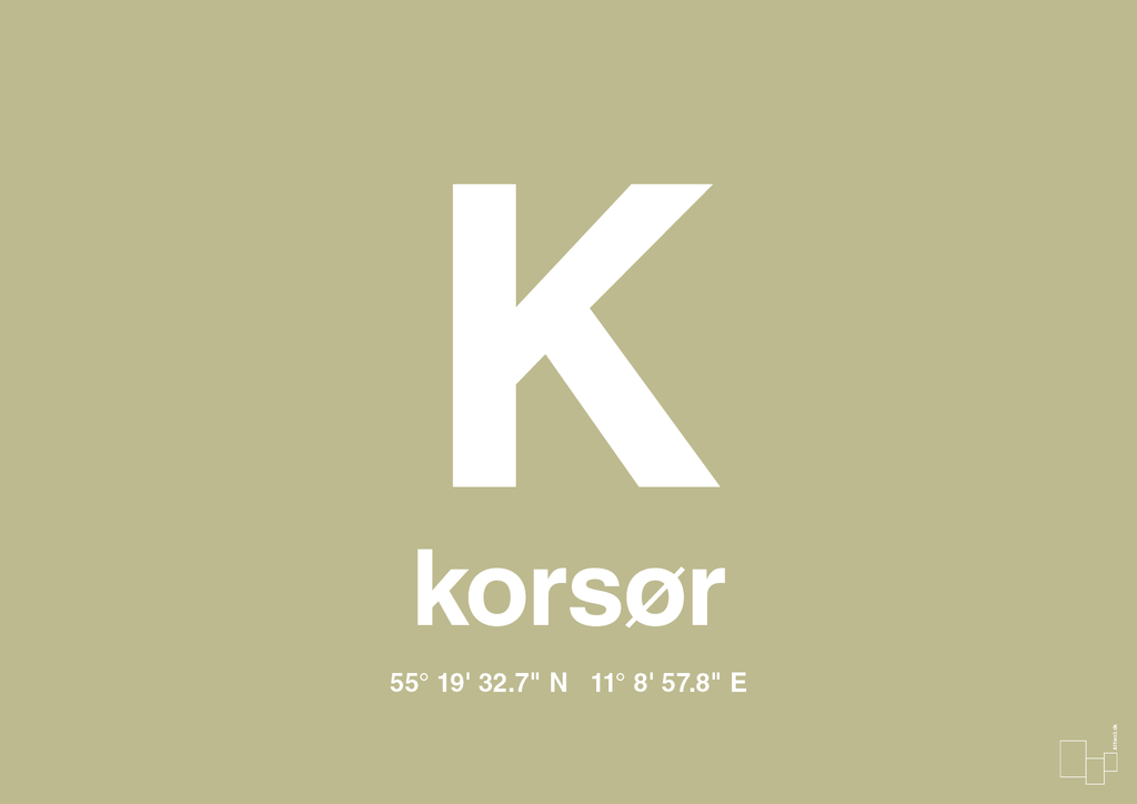 plakat: byplakat korsør med koordinater - back to nature-Byer-A1two3