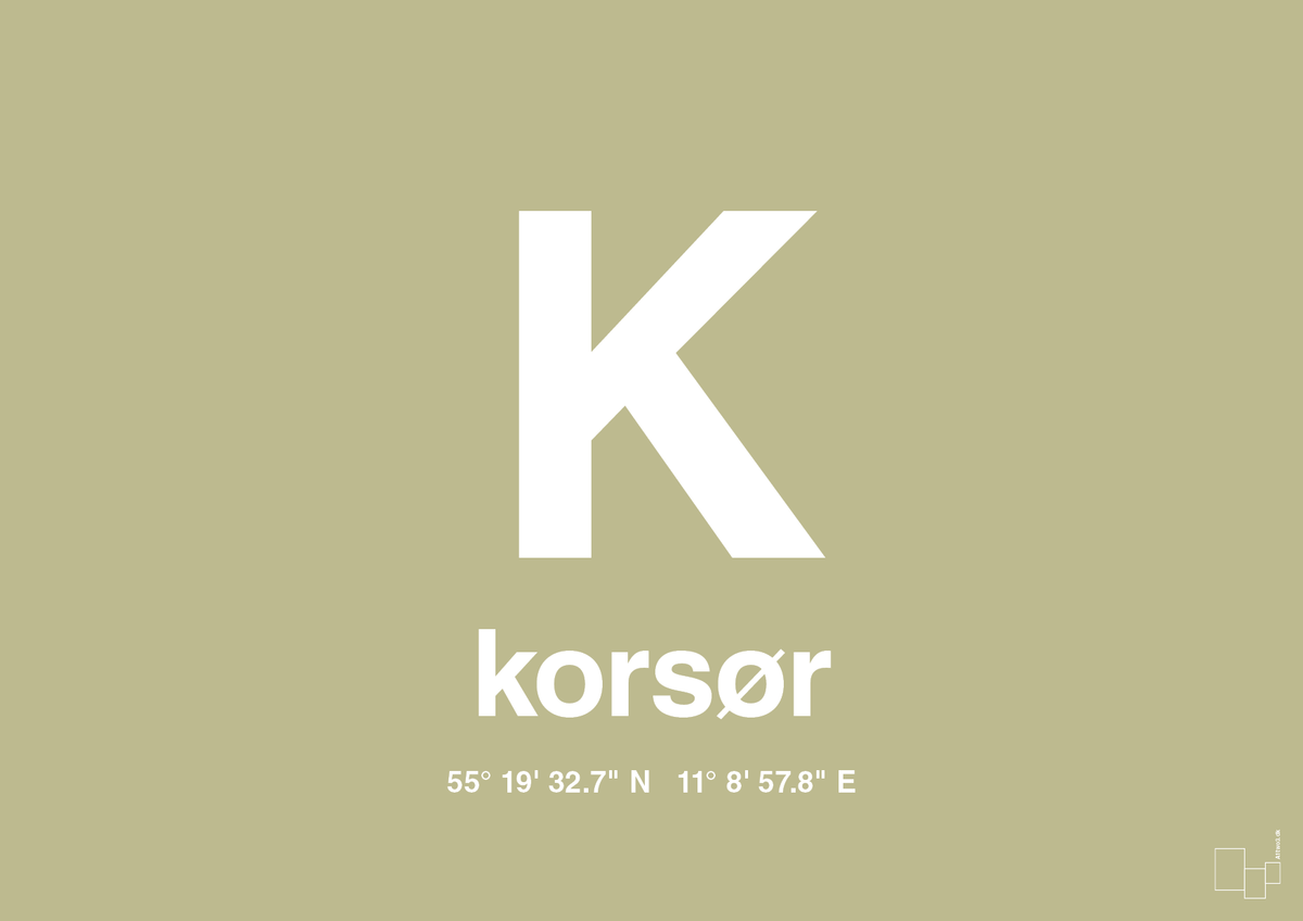 plakat: byplakat korsør med koordinater - back to nature-Byer-A1two3