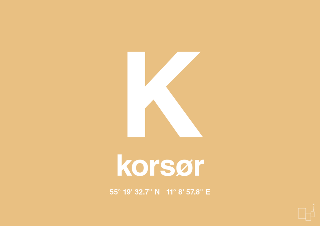 plakat: byplakat korsør med koordinater - charismatic-Byer-A1two3