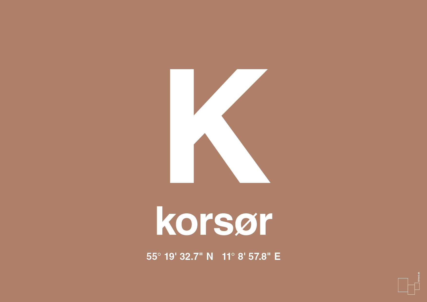 plakat: byplakat korsør med koordinater - cider spice-Byer-A1two3