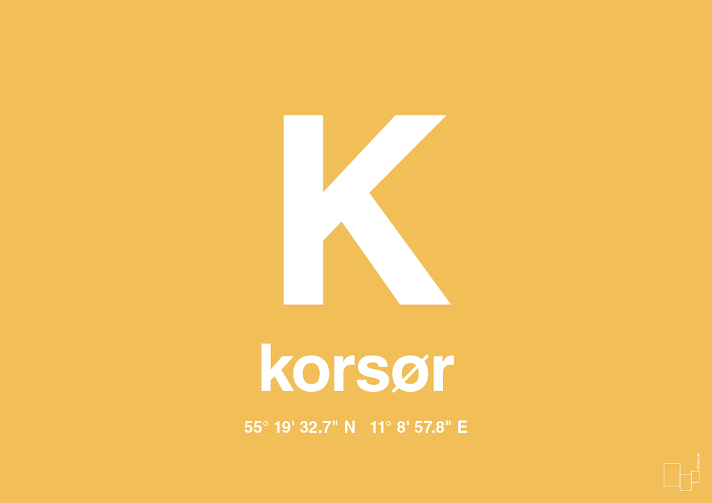 plakat: byplakat korsør med koordinater - honeycomb-Byer-A1two3