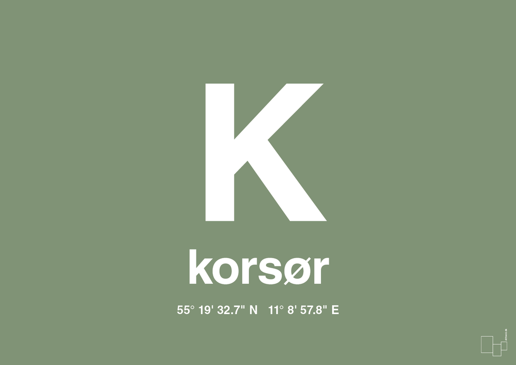 plakat: byplakat korsør med koordinater - jade-Byer-A1two3