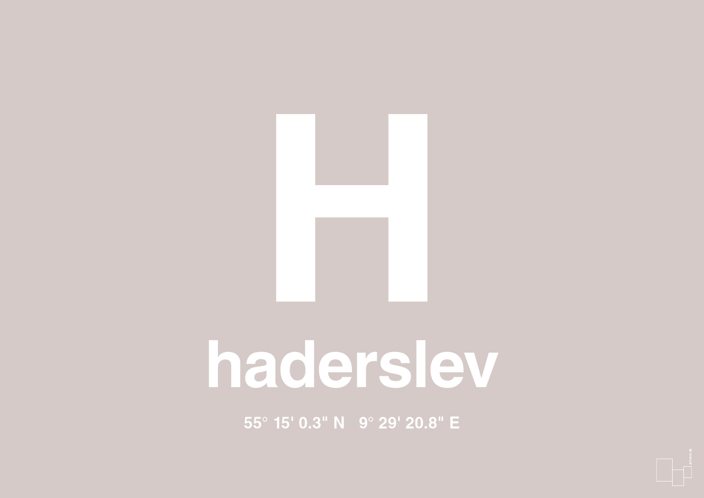 plakat: byplakat haderslev med koordinater - broken beige-Byer-A1two3