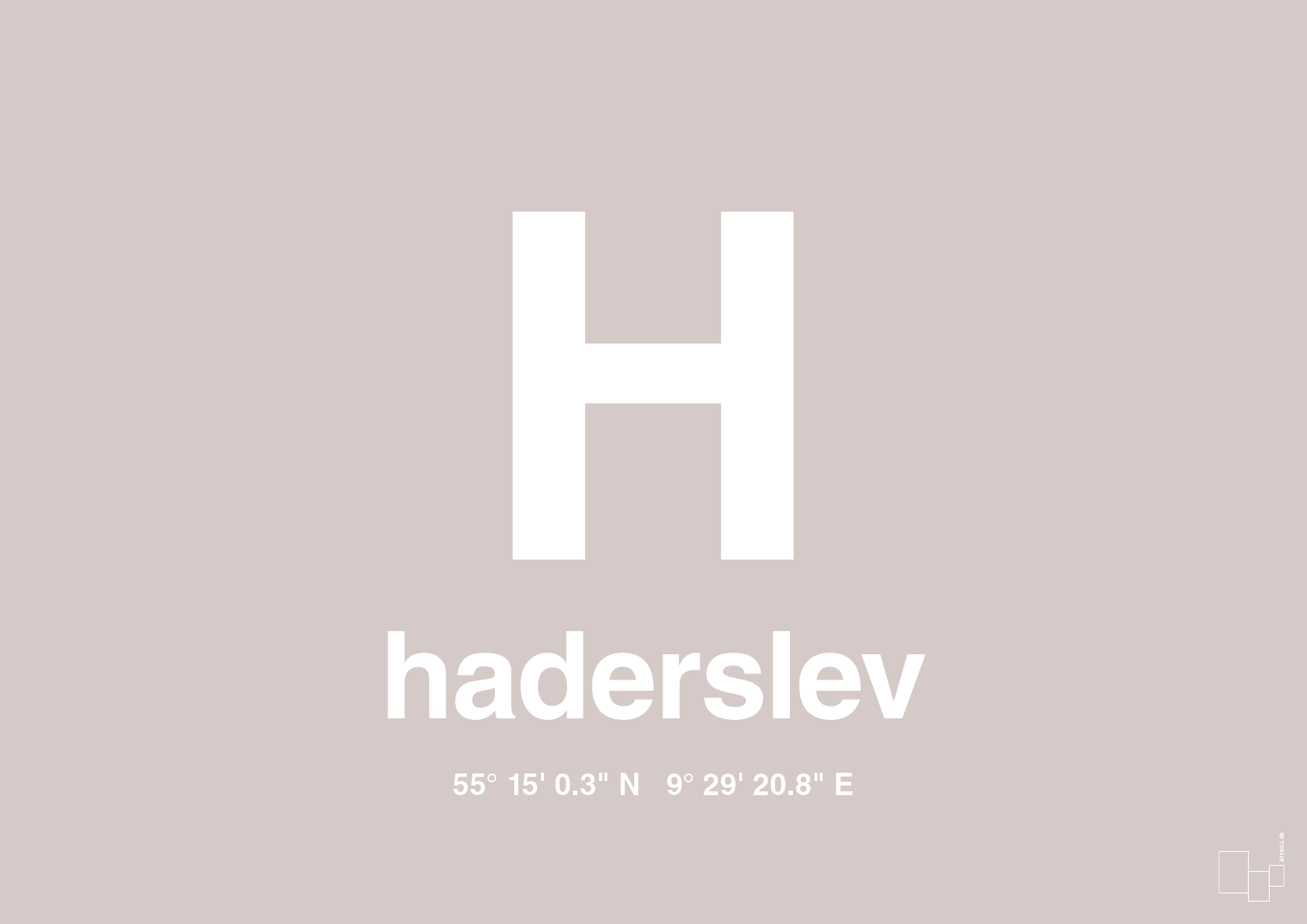 plakat: byplakat haderslev med koordinater - broken beige-Byer-A1two3