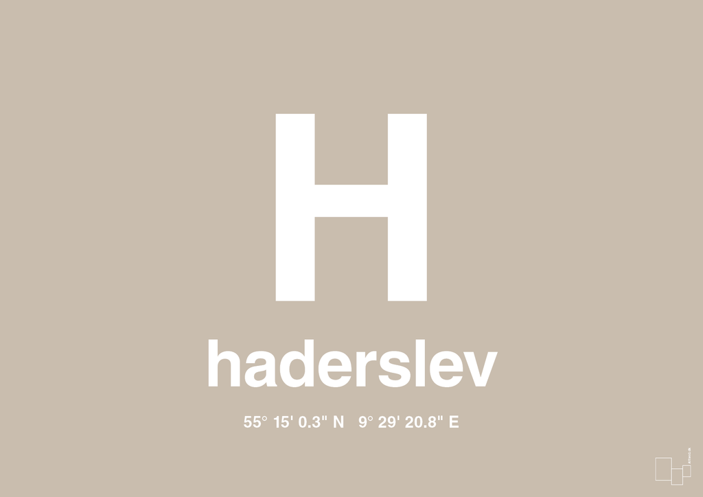 plakat: byplakat haderslev med koordinater - creamy mushroom-Byer-A1two3