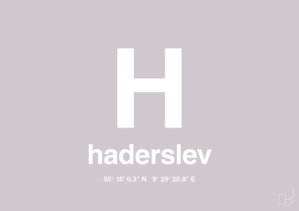 plakat: byplakat haderslev med koordinater - dusty lilac-Byer-A1two3