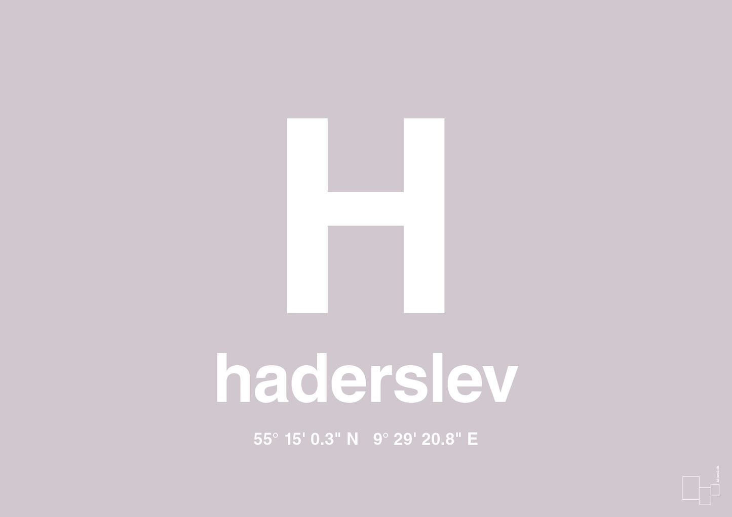 plakat: byplakat haderslev med koordinater - dusty lilac-Byer-A1two3