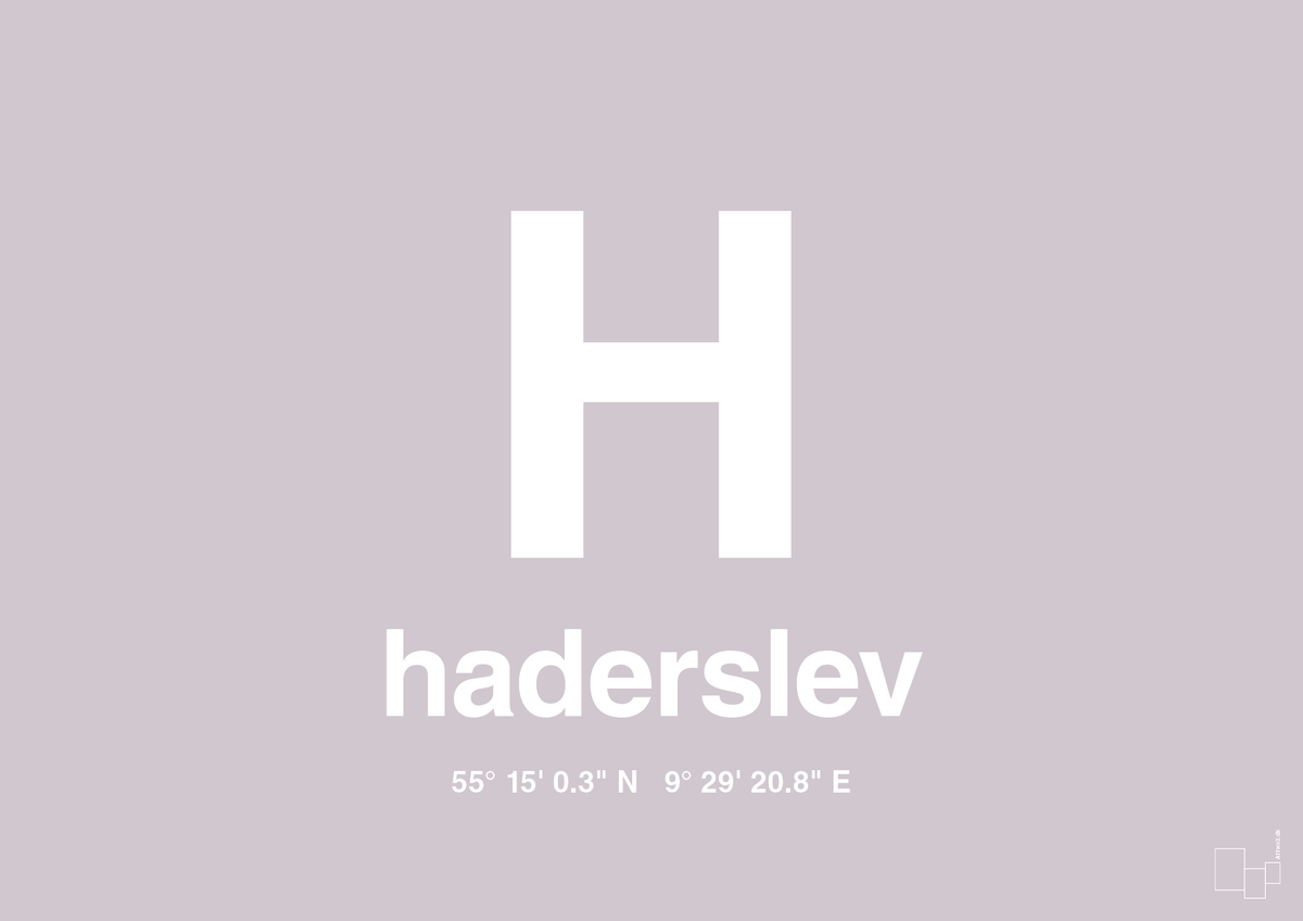 plakat: byplakat haderslev med koordinater - dusty lilac-Byer-A1two3