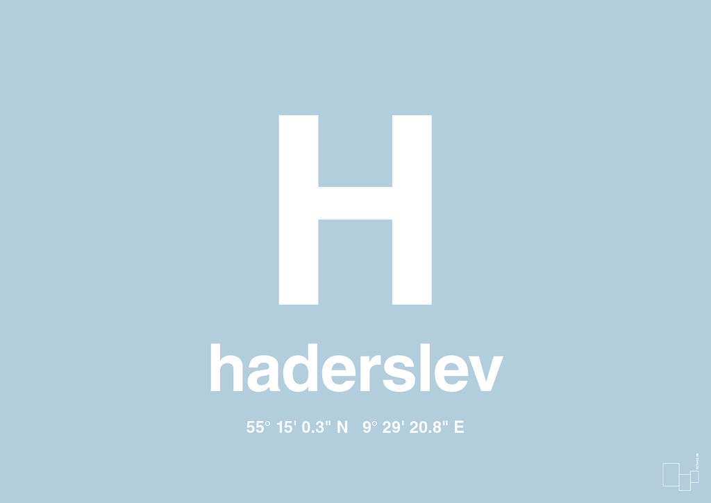 plakat: byplakat haderslev med koordinater - heavenly blue-Byer-A1two3
