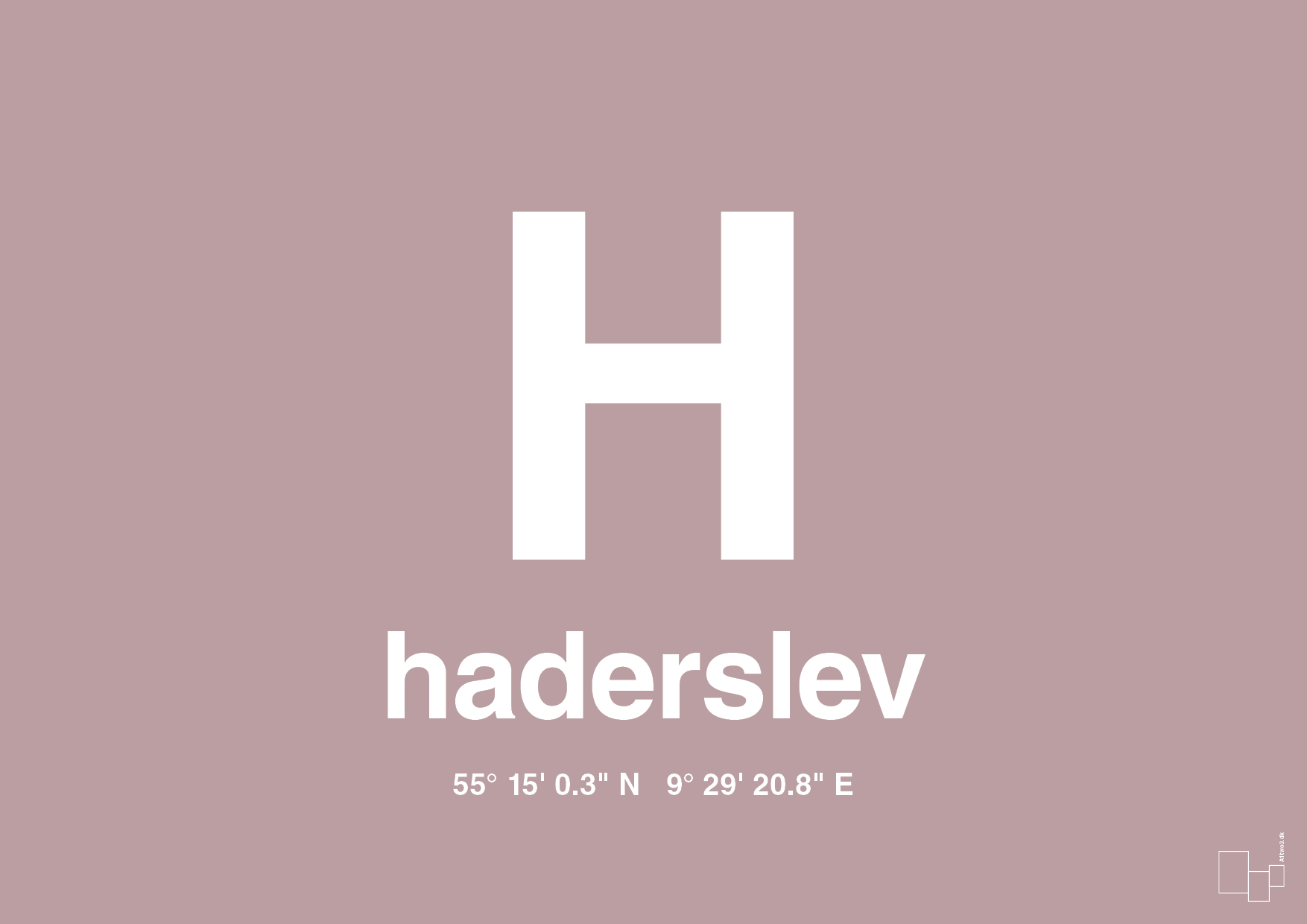 plakat: byplakat haderslev med koordinater - light rose-Byer-A1two3