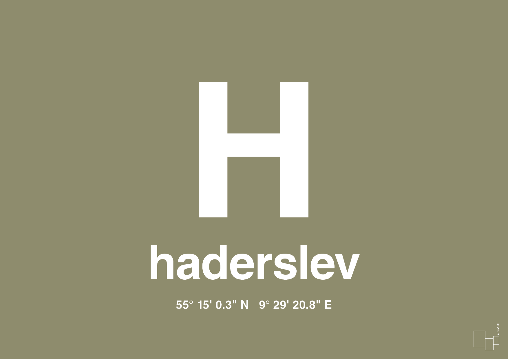 plakat: byplakat haderslev med koordinater - misty forrest-Byer-A1two3