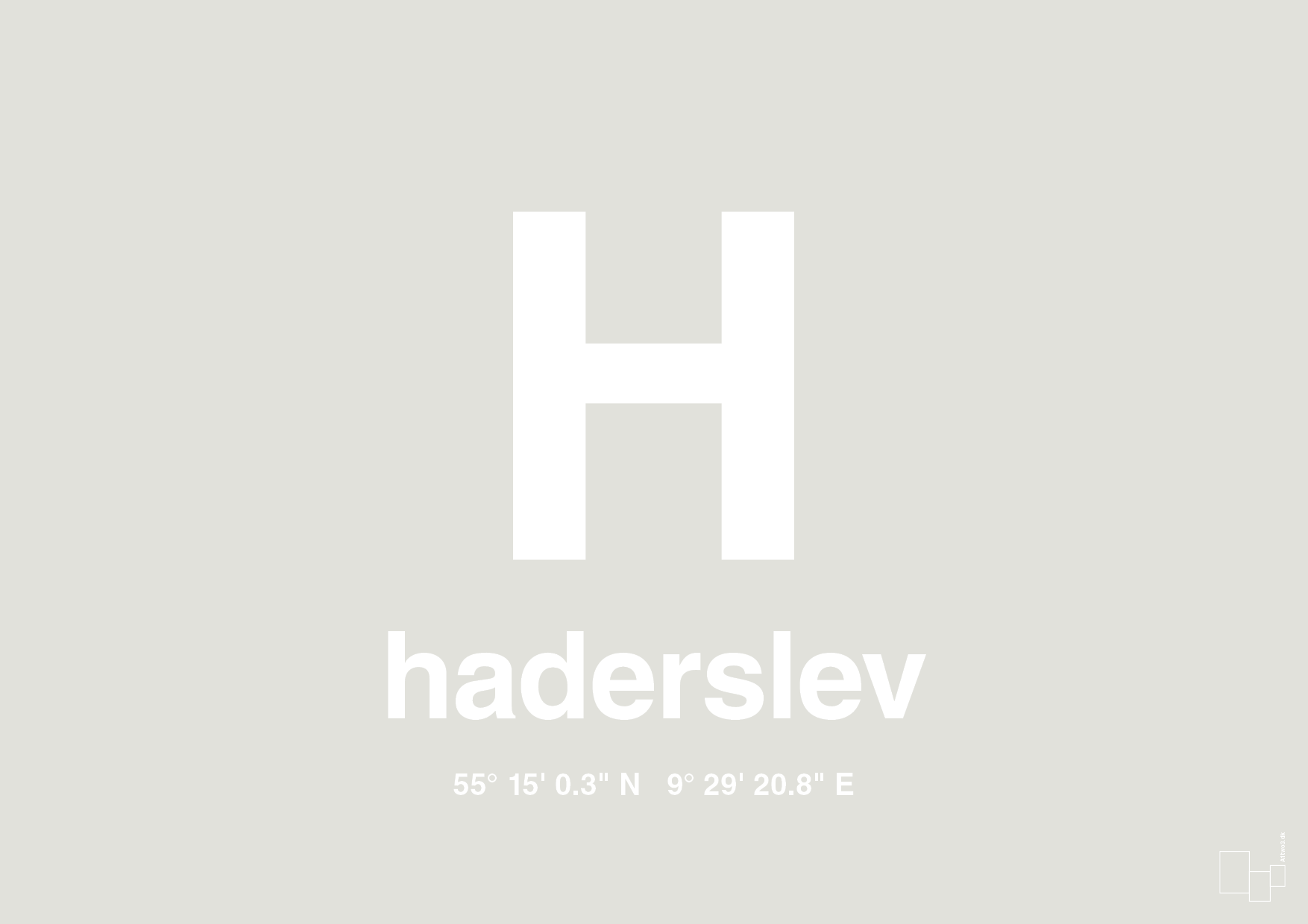 plakat: byplakat haderslev med koordinater - painters white-Byer-A1two3