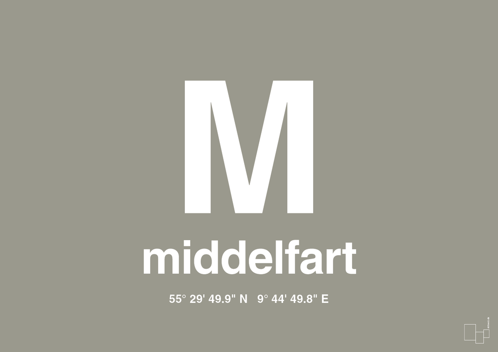 plakat: byplakat middelfart med koordinater - battleship gray-Byer-A1two3