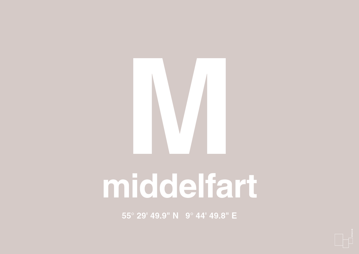 plakat: byplakat middelfart med koordinater - broken beige-Byer-A1two3