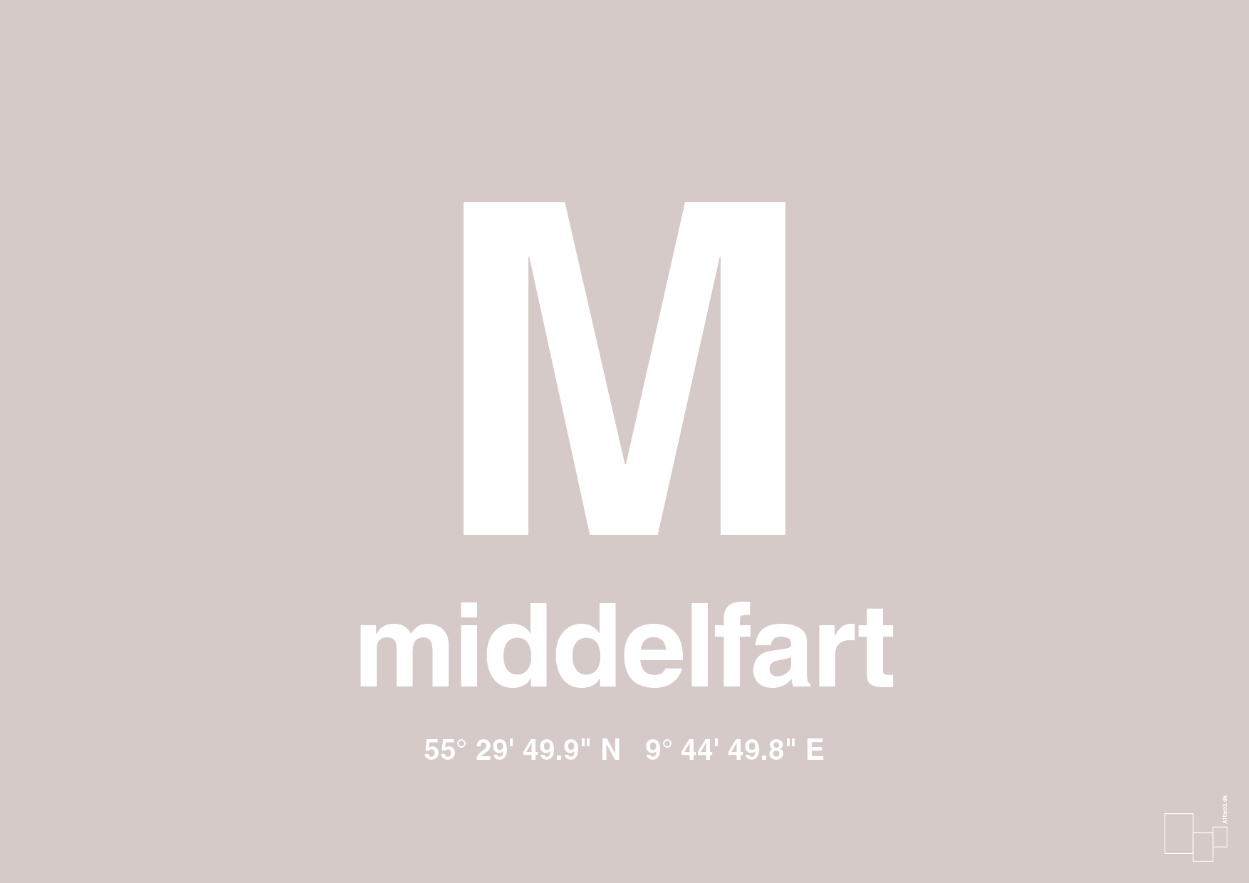 plakat: byplakat middelfart med koordinater - broken beige-Byer-A1two3