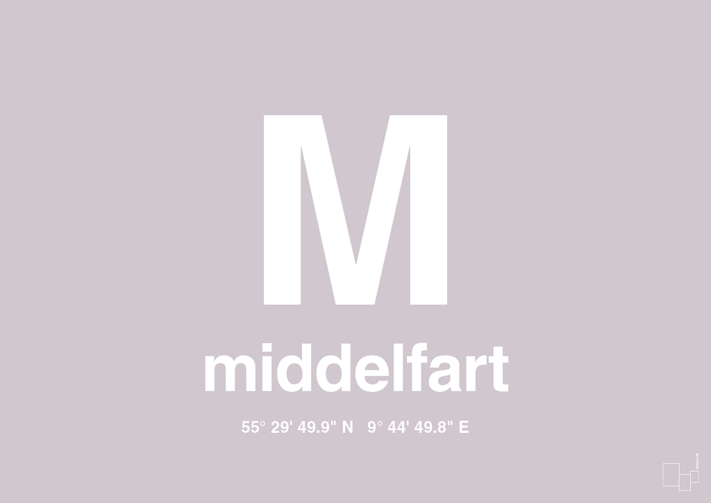 plakat: byplakat middelfart med koordinater - dusty lilac-Byer-A1two3