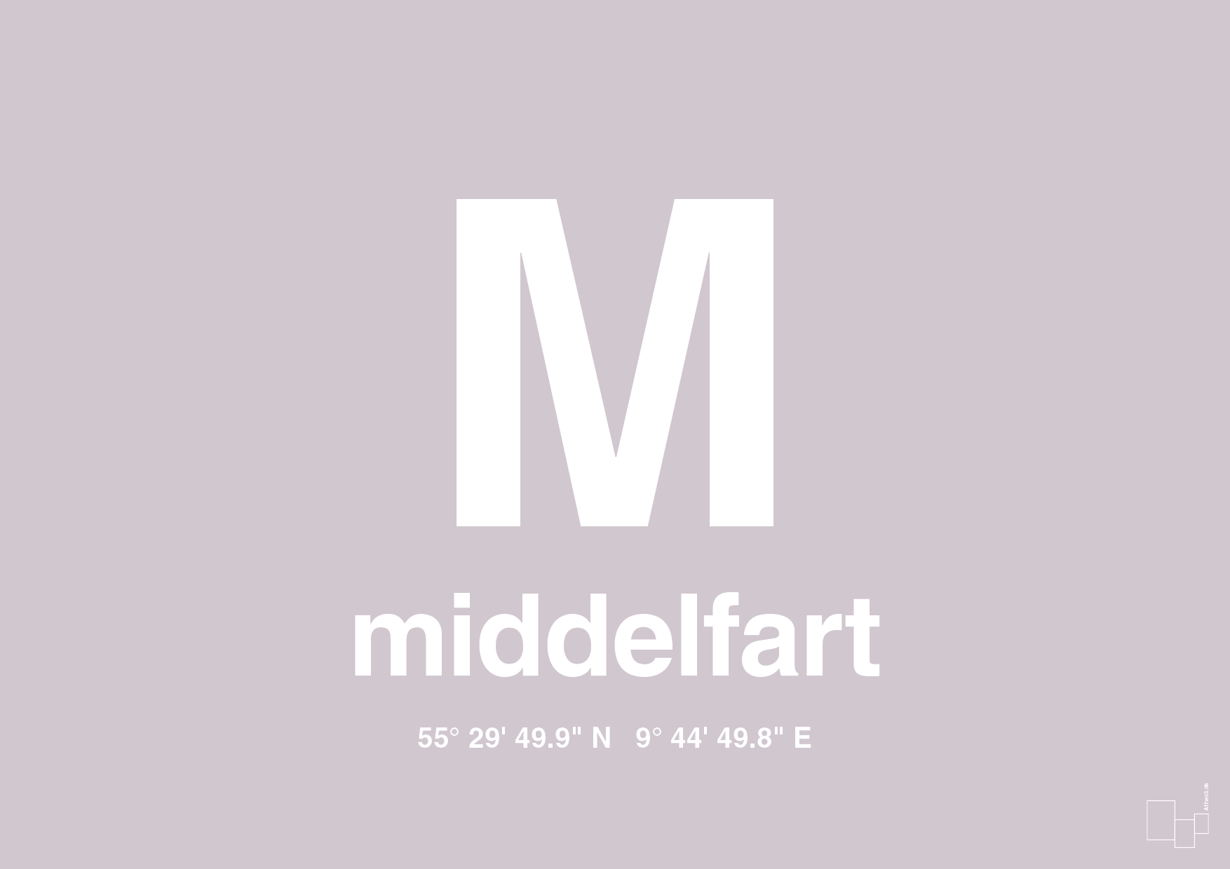 plakat: byplakat middelfart med koordinater - dusty lilac-Byer-A1two3