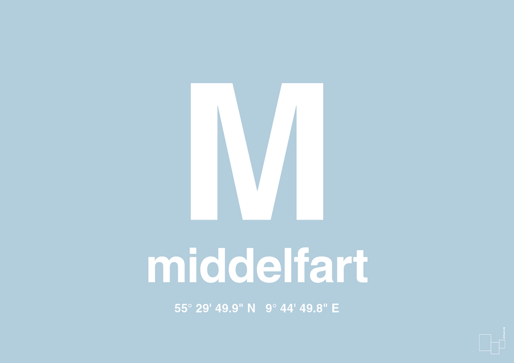 plakat: byplakat middelfart med koordinater - heavenly blue-Byer-A1two3