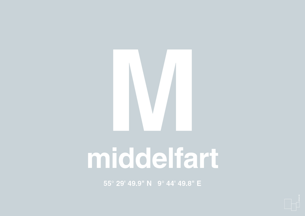 plakat: byplakat middelfart med koordinater - light drizzle-Byer-A1two3