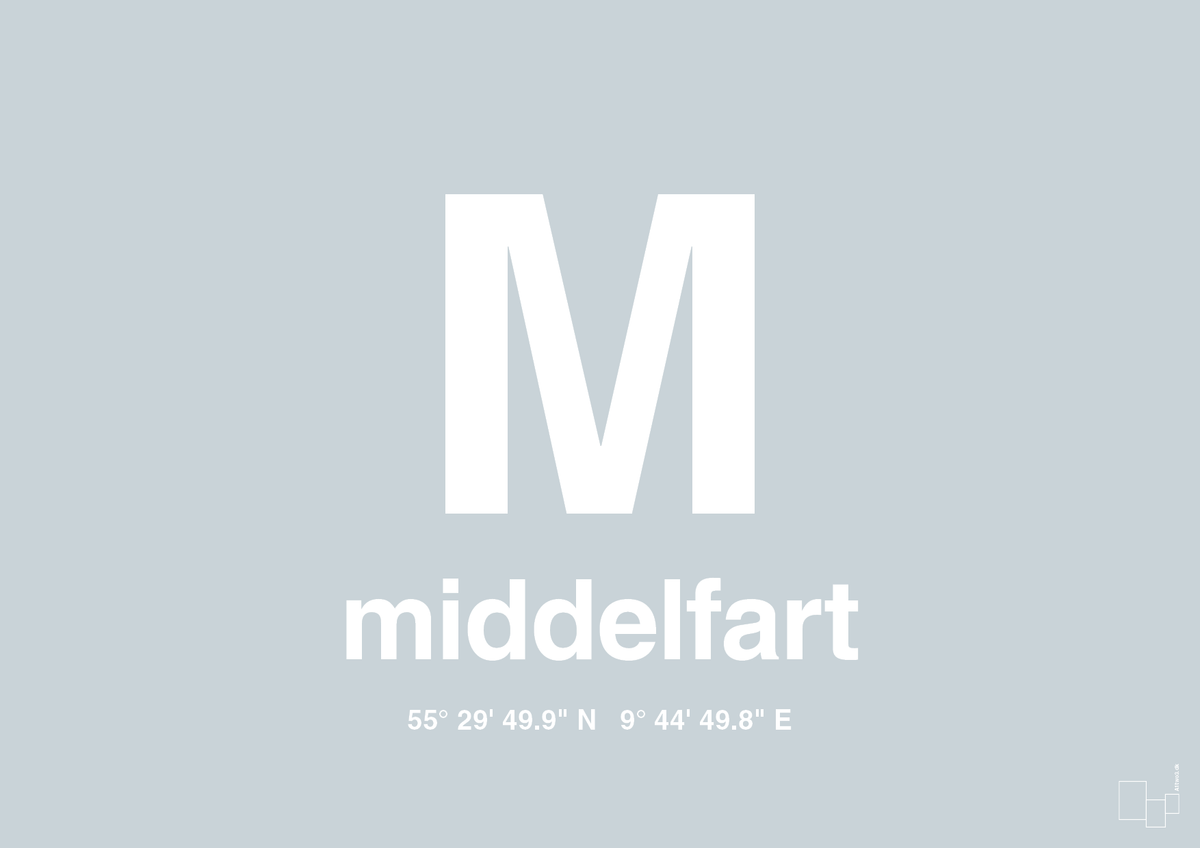 plakat: byplakat middelfart med koordinater - light drizzle-Byer-A1two3