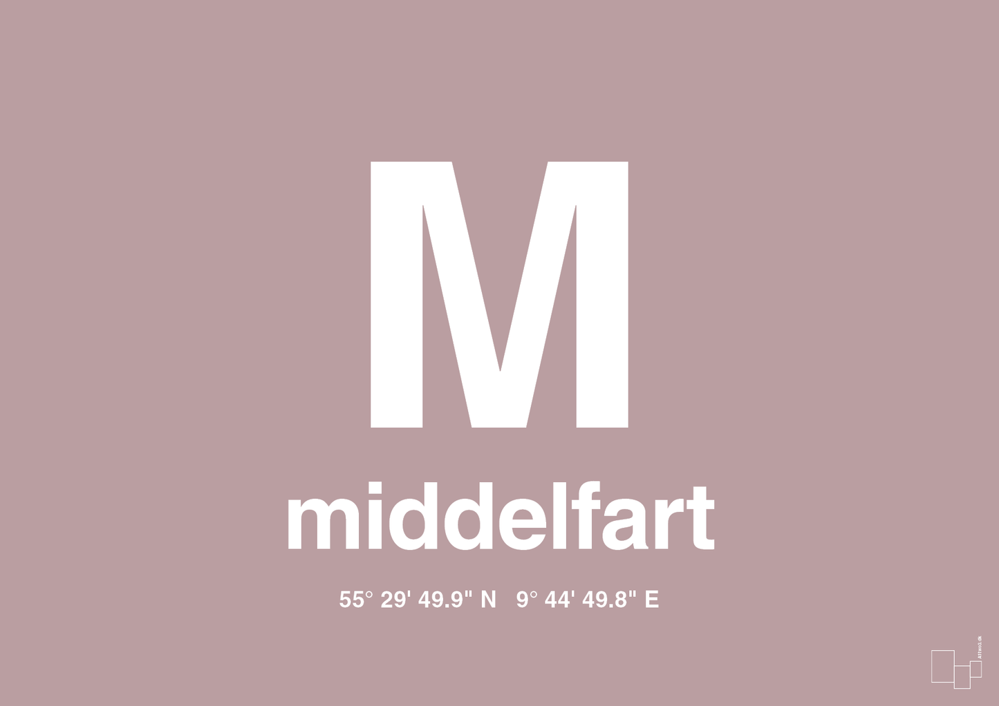 plakat: byplakat middelfart med koordinater - light rose-Byer-A1two3