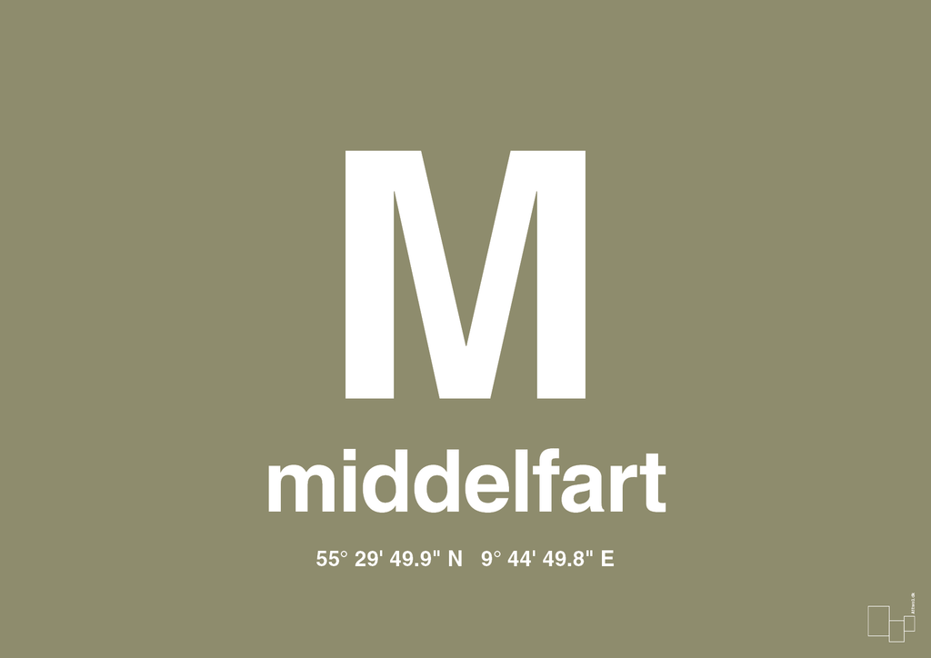 plakat: byplakat middelfart med koordinater - misty forrest-Byer-A1two3