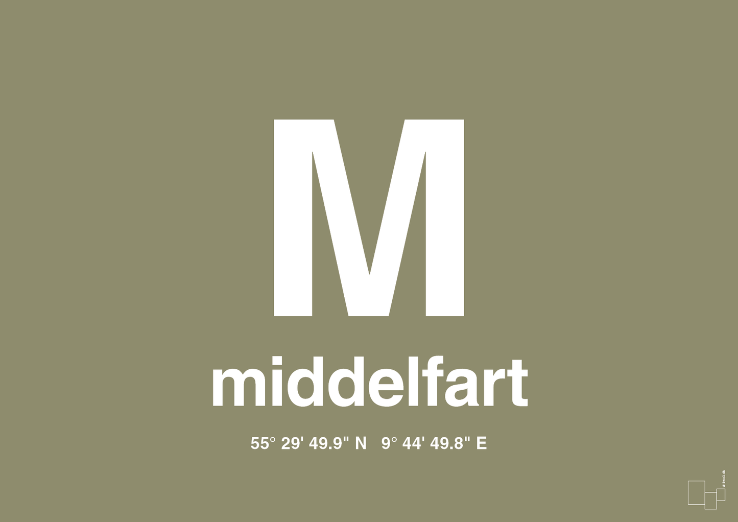 plakat: byplakat middelfart med koordinater - misty forrest-Byer-A1two3