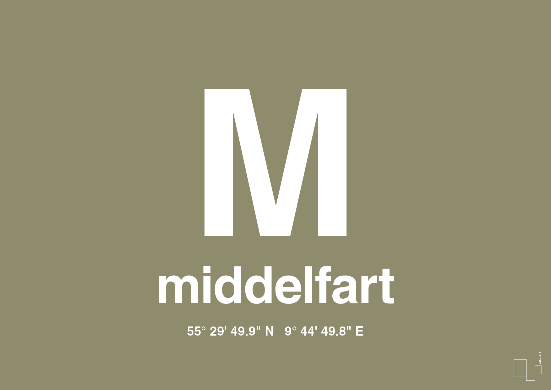 plakat: byplakat middelfart med koordinater - misty forrest-Byer-A1two3