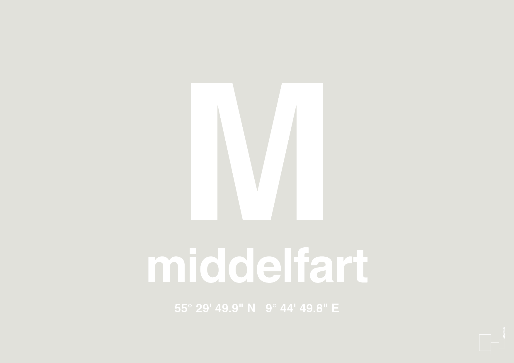 plakat: byplakat middelfart med koordinater - painters white-Byer-A1two3