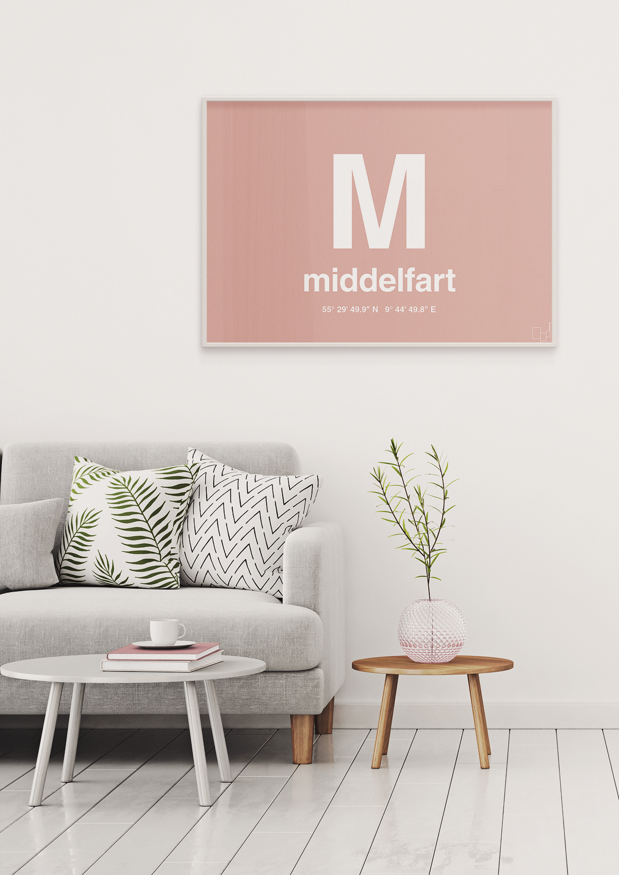 plakat: byplakat middelfart med koordinater - graphic charcoal-Byer-A1two3