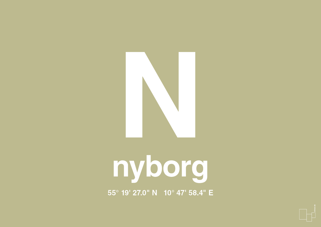 plakat: byplakat nyborg med koordinater - back to nature-Byer-A1two3