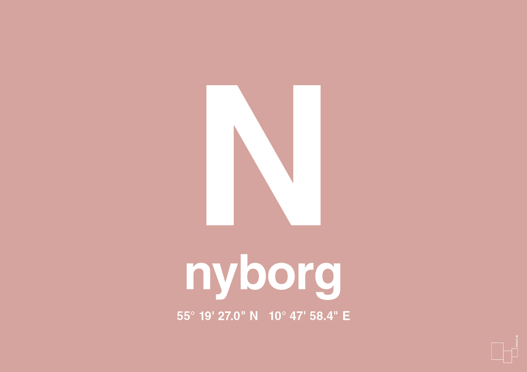 plakat: byplakat nyborg med koordinater - bubble shell-Byer-A1two3