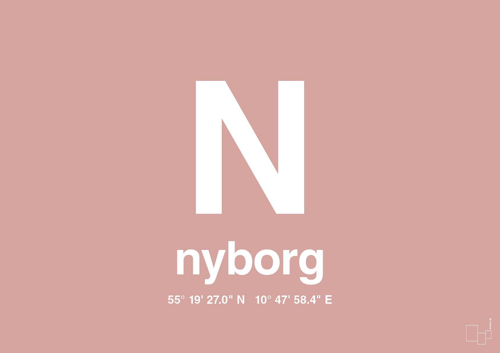 plakat: byplakat nyborg med koordinater - bubble shell-Byer-A1two3